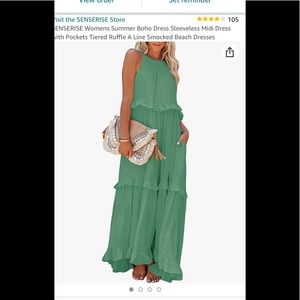 BRAND NEW. NEVER WORN. size medium beautiful material green halter maxi